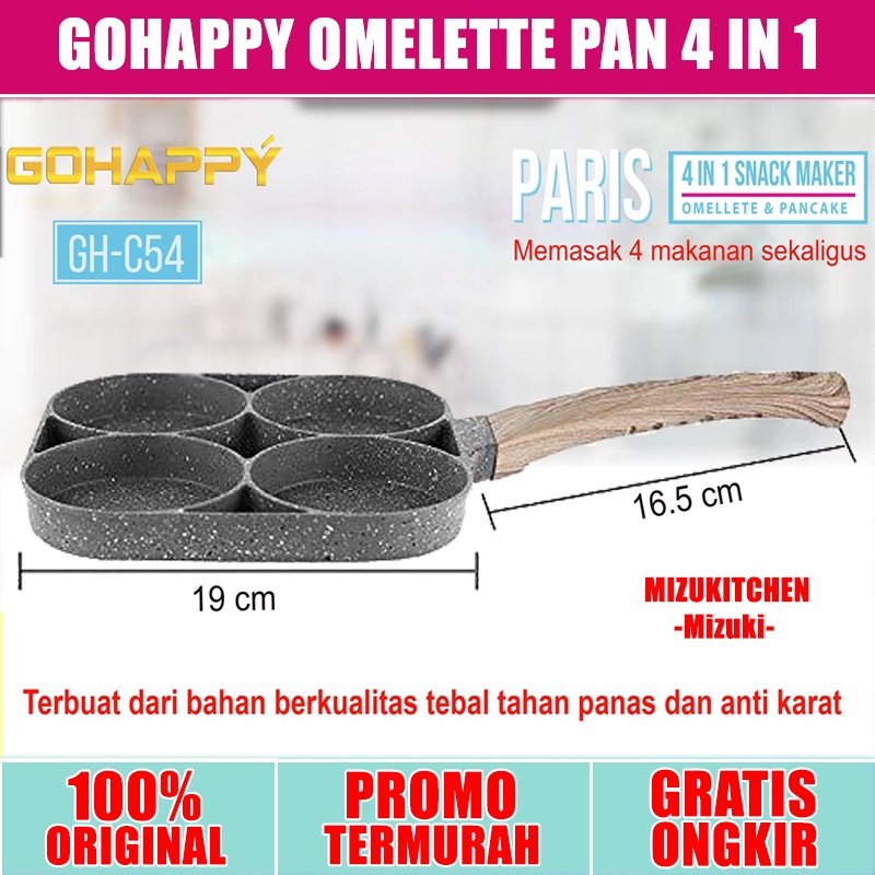 PANCI PENGGORENGAN TELUR Omelette Pan 4 LUBANG | Gohappy GHC54 omelete 4in1 Nonstick Egg frying Pan