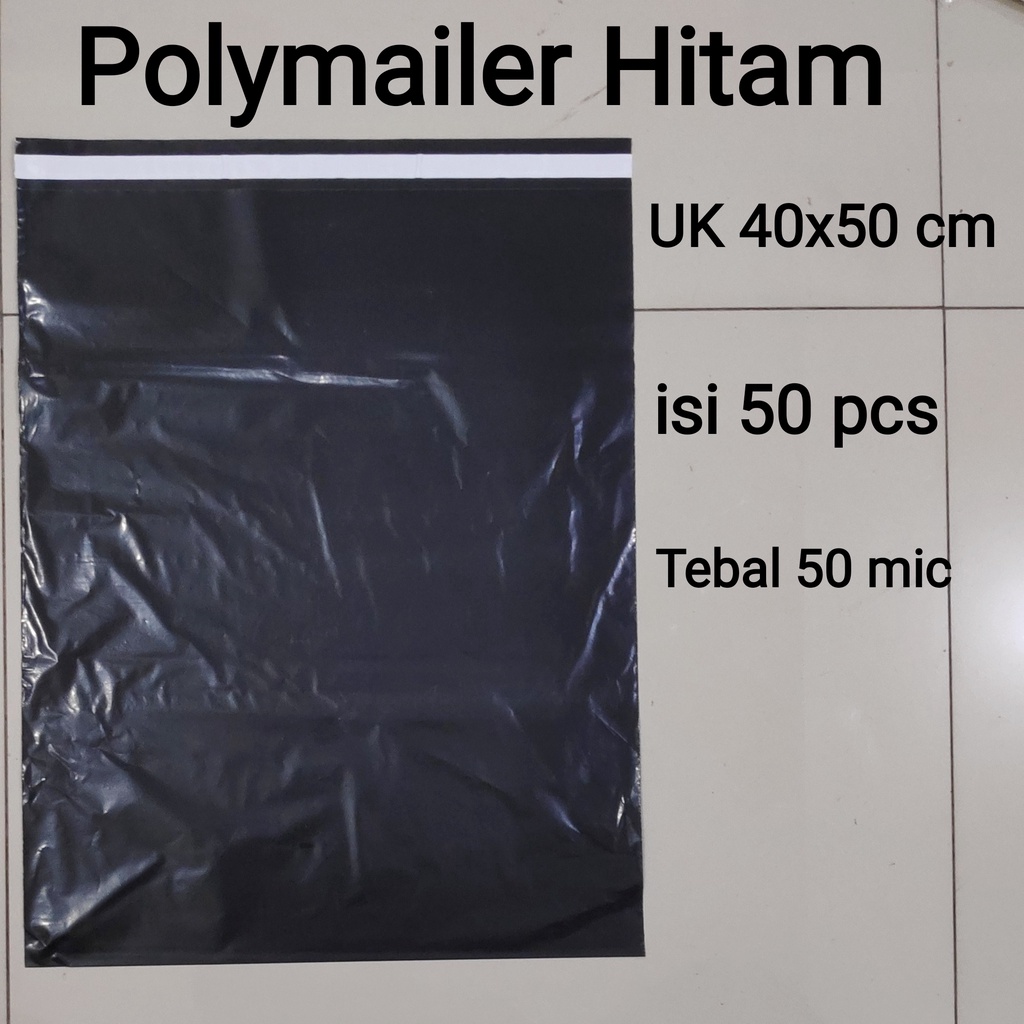 Polymailer uk 40x50 (50pcs) Plastik Packing Lem Hitam, Plastik Paket