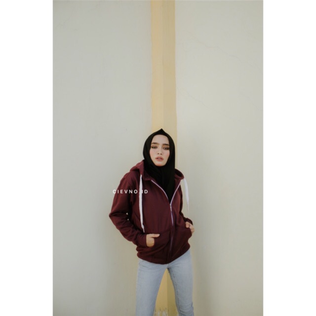 HOODIE ZIPPER BURGUNDY POLOS Size M - XXXL