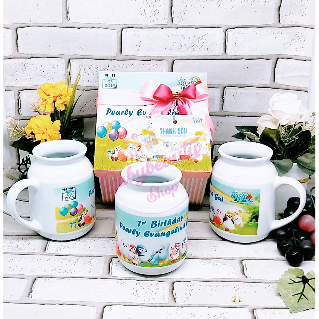 

Souvenir Mug susu packingan Hard Box pita and Card