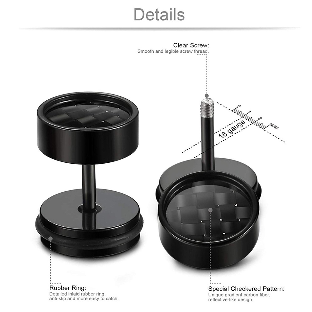 Hu Hu Hu Hu Hu Alat Bantu Pasang Kacamata♡ 6 Pasang Anting Stud Bahan Stainless Steel Aksen Berlian Imitasi Untuk Unisex