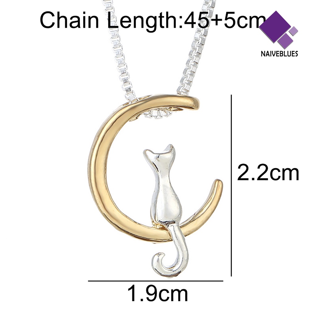 Kalung Desain Kucing Bulan Sabit Bahan Alloy