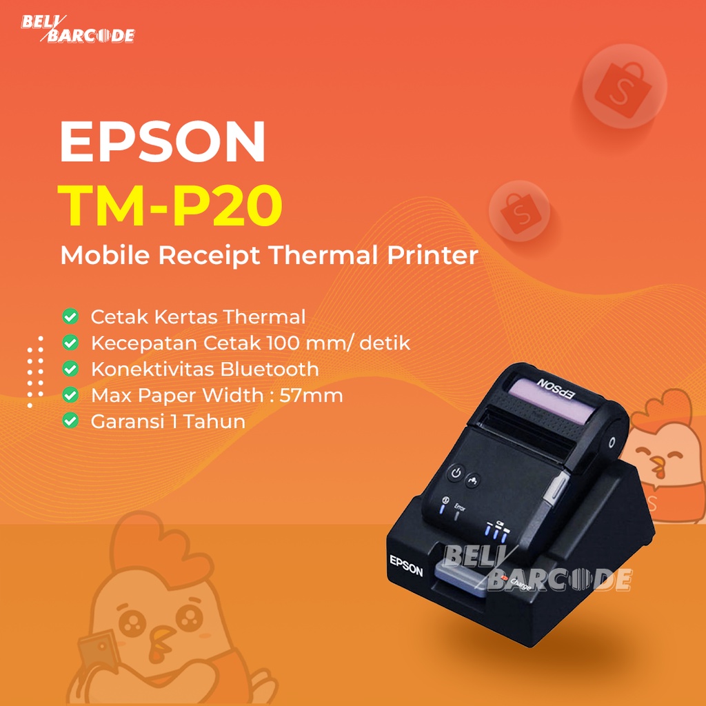 Printer Thermal Epson TM-P20 Printer Struk Portable 58mm Bluetooth