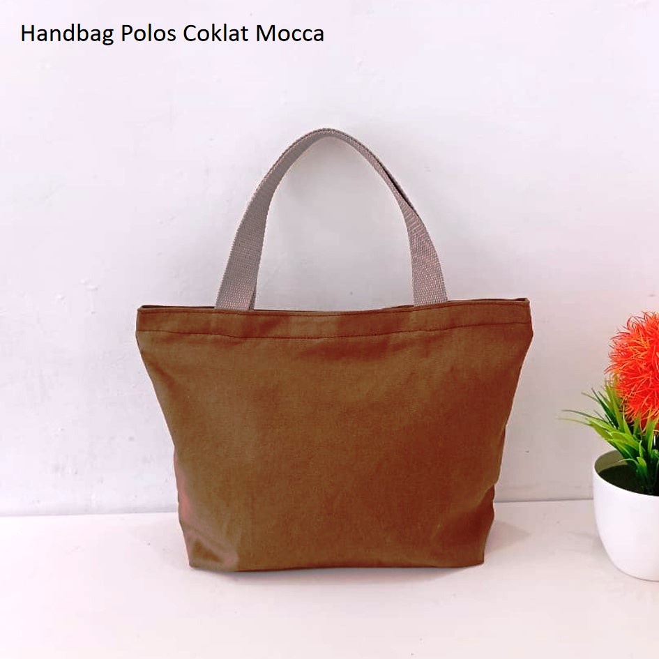 HANDBAG TAS JINJING KANVAS POLOS WARNA COKLAT MOCCA RIENS COLLECTIONS