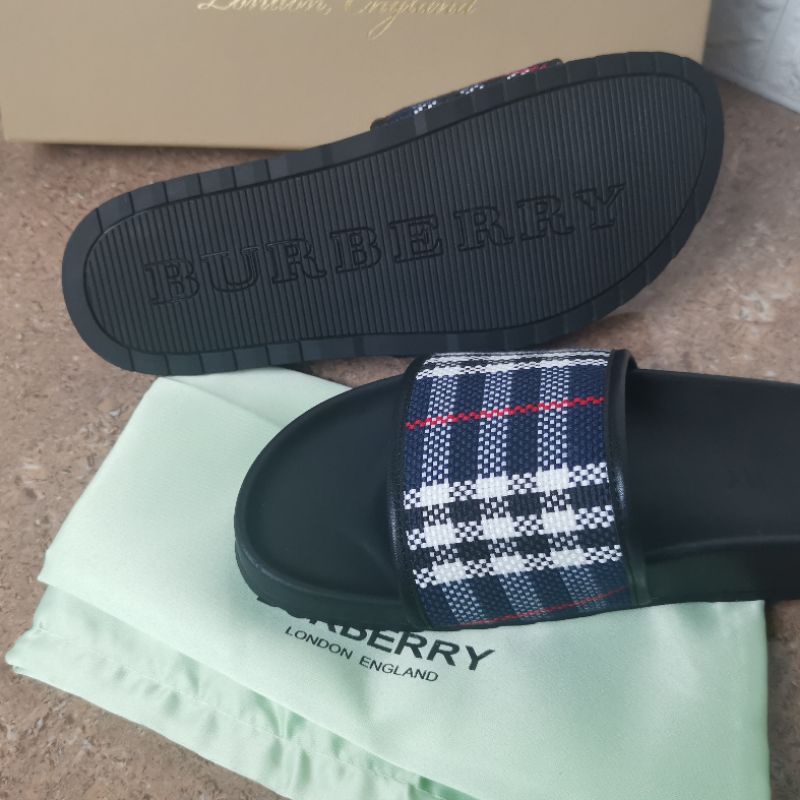 sandal pria burberry sendal cowok selop flat slide mirror quality terbaru
