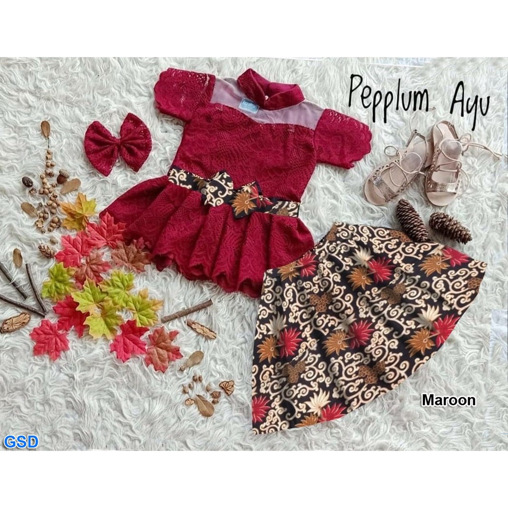 Set pepplum ayu/Setelan Kebaya Fashion Anak Murah/Kebaya/Kebaya Brukat Full Furing/Rok Motif