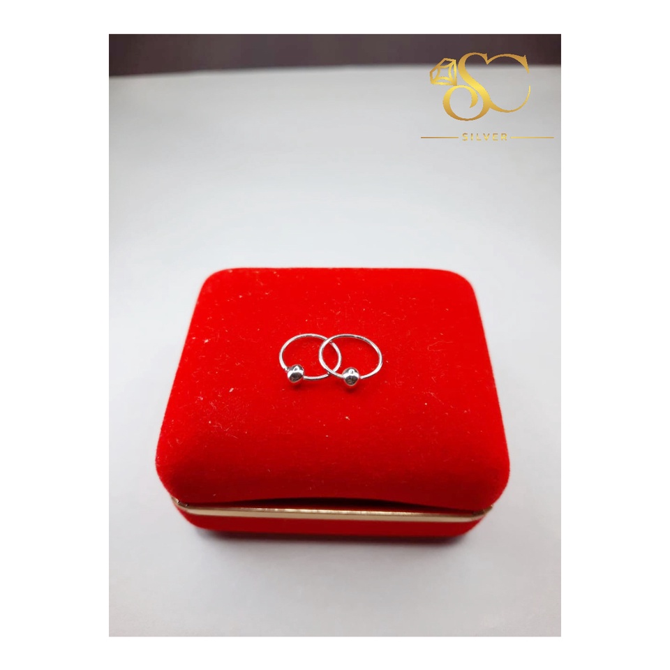 Anting Gipsy Bola Anak Perak Asli Silver 925 Lapis Emas Putih Anting Gipsy Anak