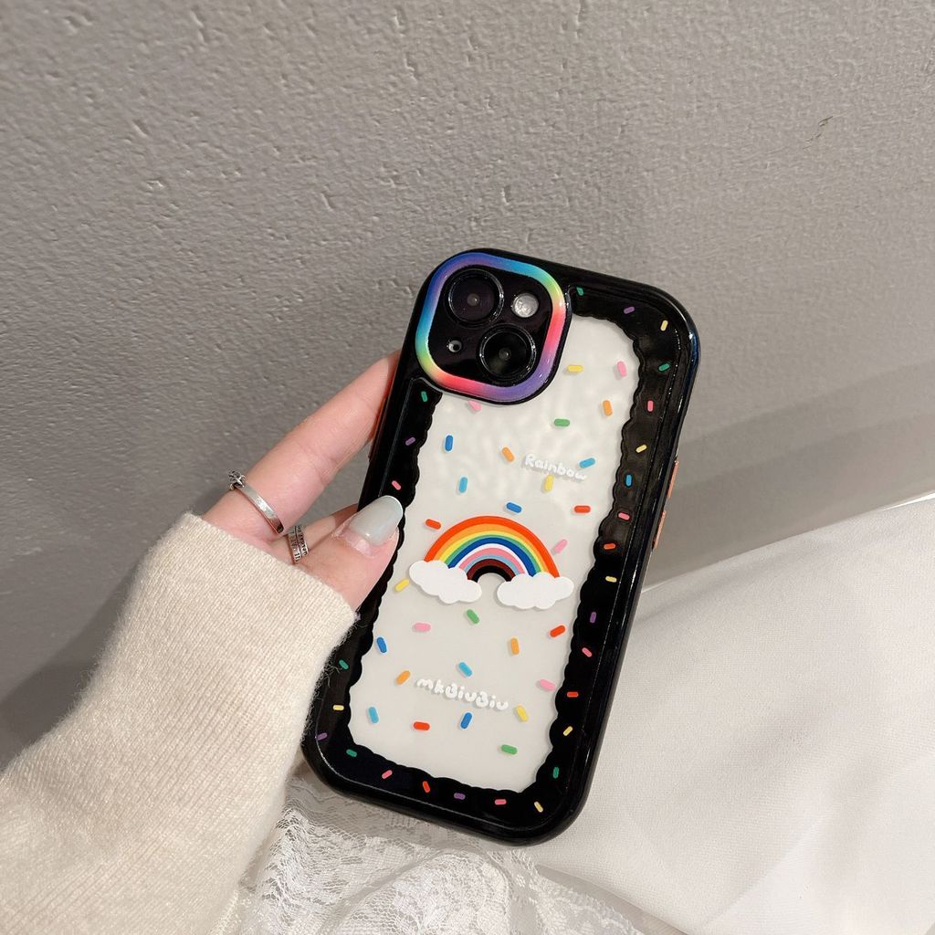 Case Transparan Desain Dot Pelangi Untuk iPhone 12 13 11 Pro Max X Xs Max Xr nbhw