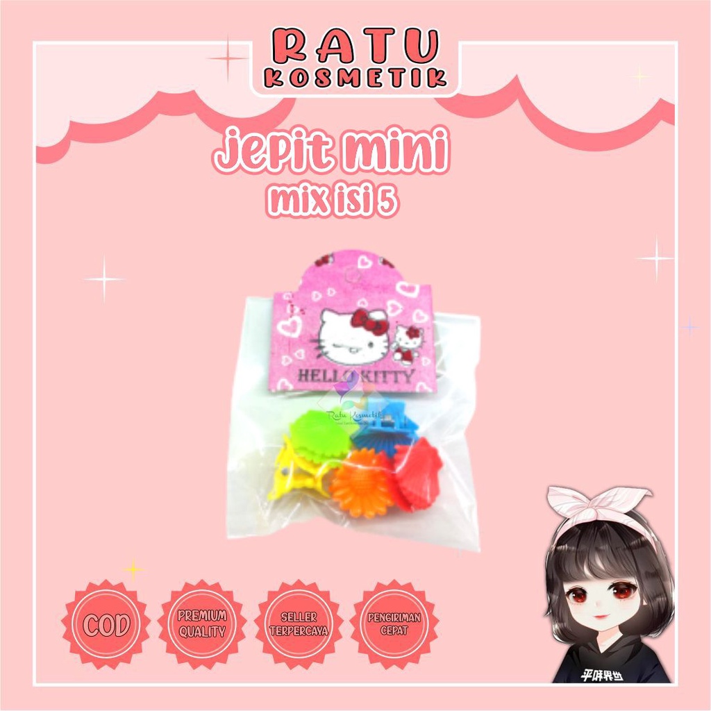 ❤ RATU ❤ Jepit Rambut Anak Wanita / Poni Korea BT21 Princess Unicorn Cupcake | Tip Top Lucu Card isi 10