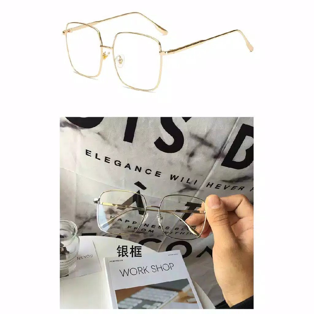 KACAMATA Fashion Korean EG55 Design Square Besi Frame Eyeglasses Vintage Blue light Blocking Glasses