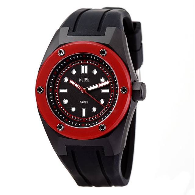 QUEFO BLACK WATCH ALIVE BY SOPHIE MARTIN PARIS PROMO JAM TANGAN SPORT PRIA