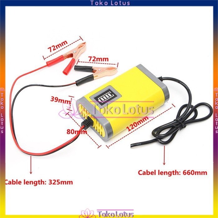 [BISA COD] mobil / sepeda motor Battery Charger LED Maintainer Trickle 12V 2A Varian Hijau / Kuning