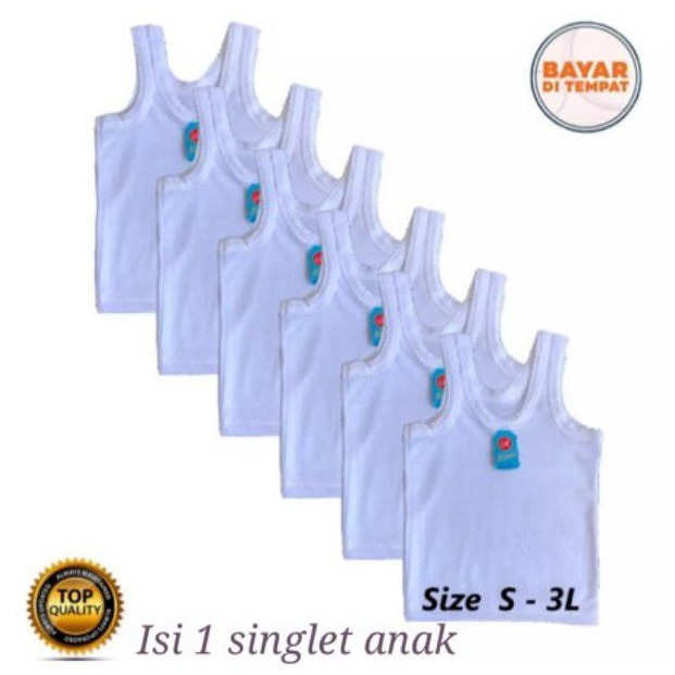 isi 1 PCS Kaos Dalam Singlet Bayi Anak Putih RIANI/ORIN usia 0-12 tahun Size S, M, L, XL,3L Termurah