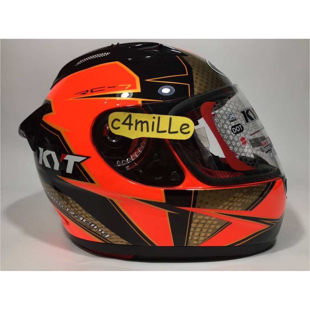  HELM  KYT  RC 7  MOTIF 16 RED FLUO BLACK FULL FACE RC7  