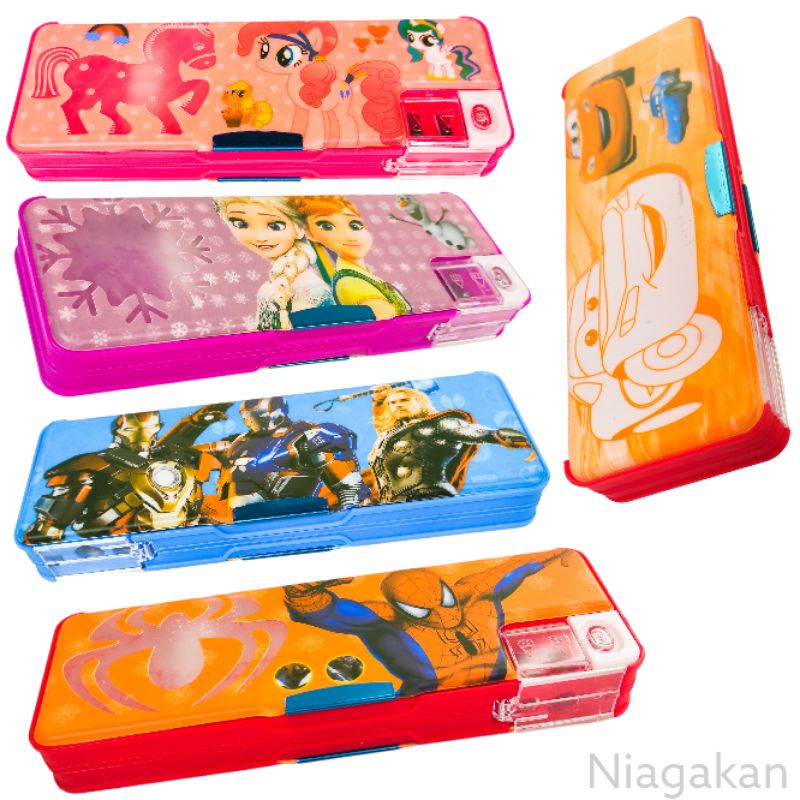 

Kotak Pensil Magnet Serutan Spiderman Avengers Cars Pony Frozen