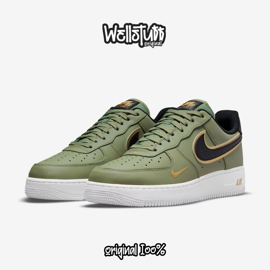 Nike Air Force 1 '07 LV8 Double Swoosh Oil Green Gold Original 100%