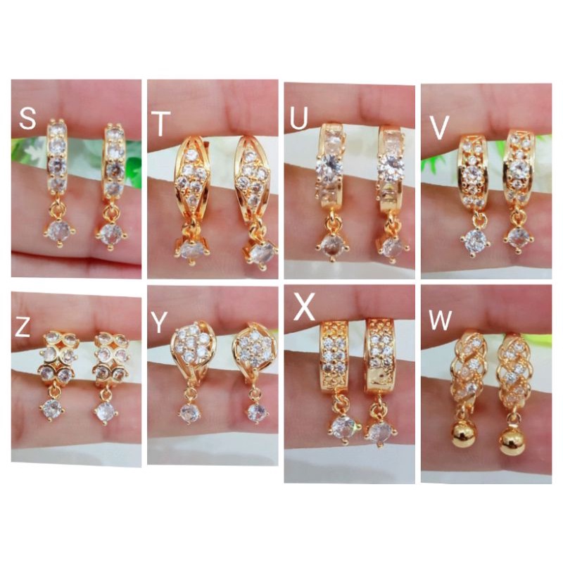 Rxiu33. Anting xuping wanita lapis emas dgn mata zircon