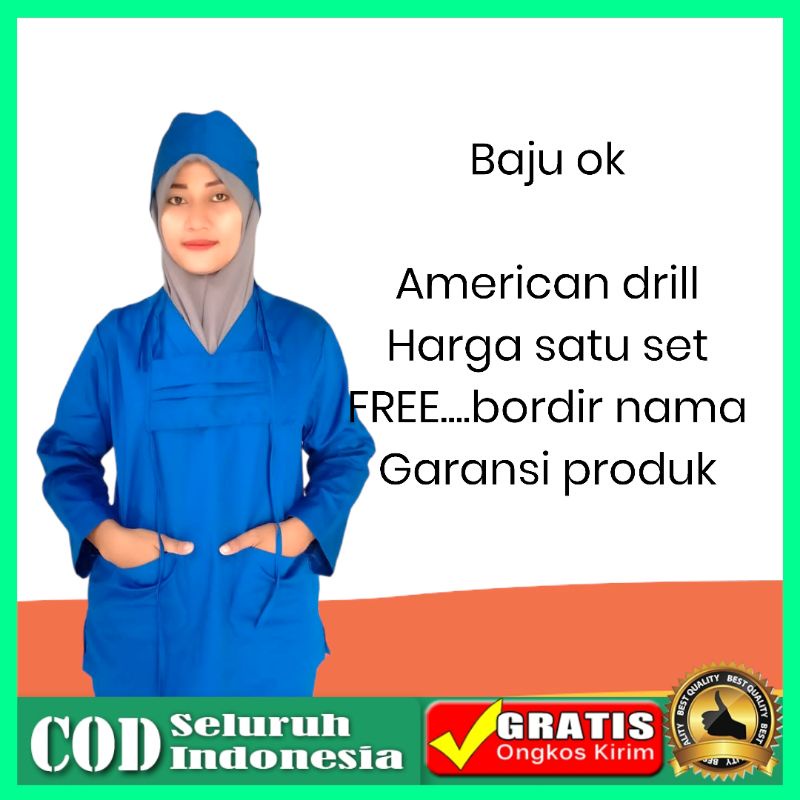 baju ok baju jaga lengan panjang seragam perawat medis american drill  baju  bukan dua saudara scrub seragam perawat