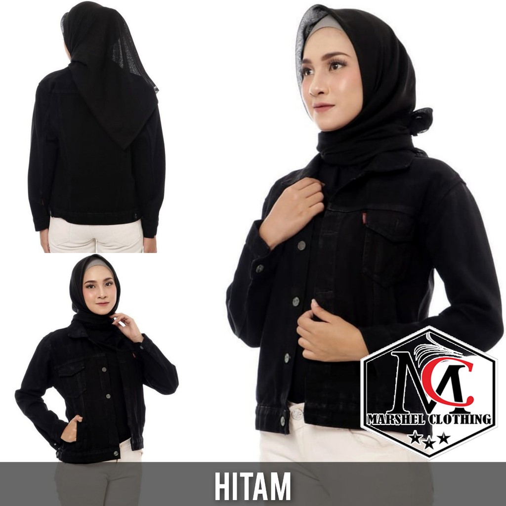 RCL - JAKET JEANS DENIM LEV'IS HITAM - JAKET WANITA RAWIS CEWEK JAKET MURAH TERBARU TERLARISS