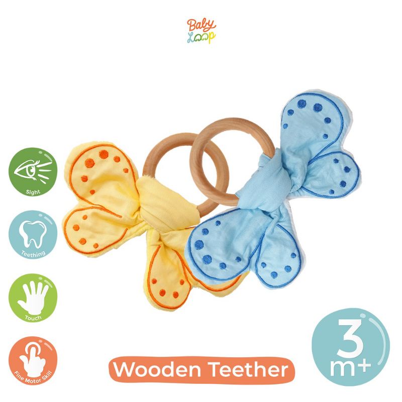 Babyloop Wooden Teether - Gigitan Bayi - Baby Loop