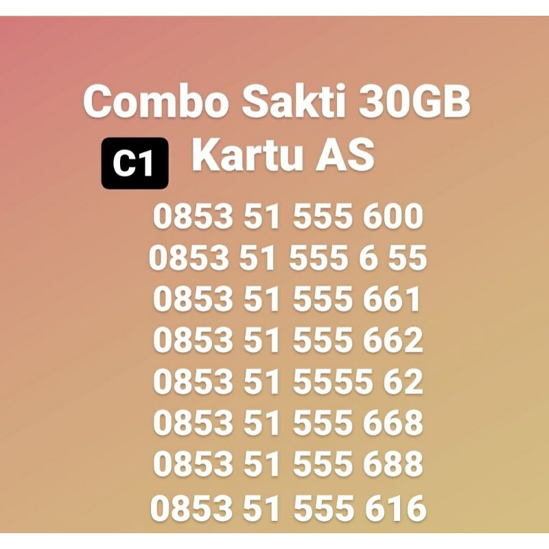 KARTU PERDANA SAKTI COMBO 32GB/26GB/ 21GB TELKOMSEL AS C1