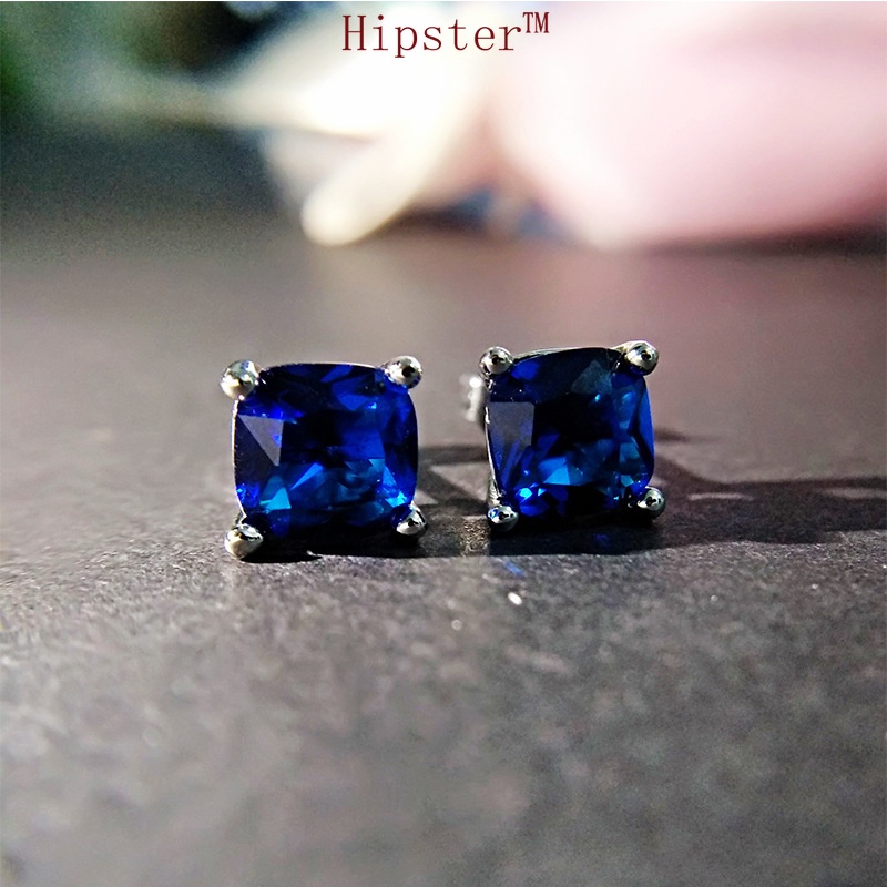 Popular Sapphire Fashion Starry Sky Blue Colorful Crystals Ear Studs