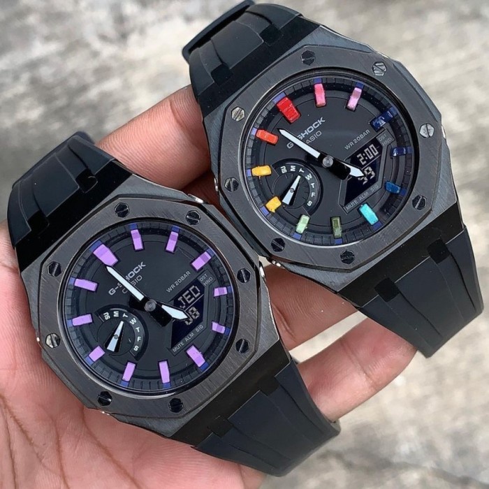 Jam Casio G Shock GA 2100 Original Gen3 Black Rainbow - Rainbow