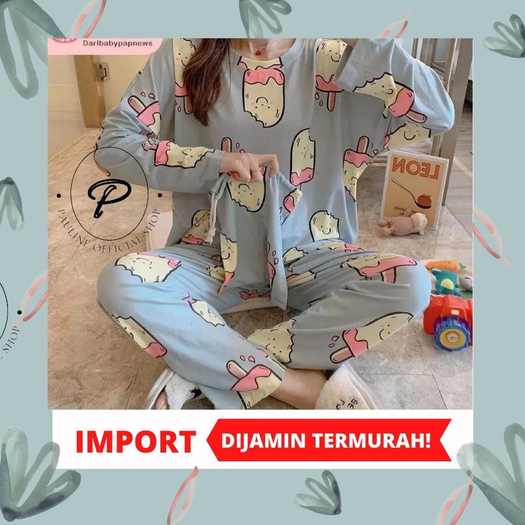PIYAMA WANITA / SETELAN PIYAMA LENGAN PANJANG / PIYAMA WANITA IMPORT SPANDEX (PL-018)