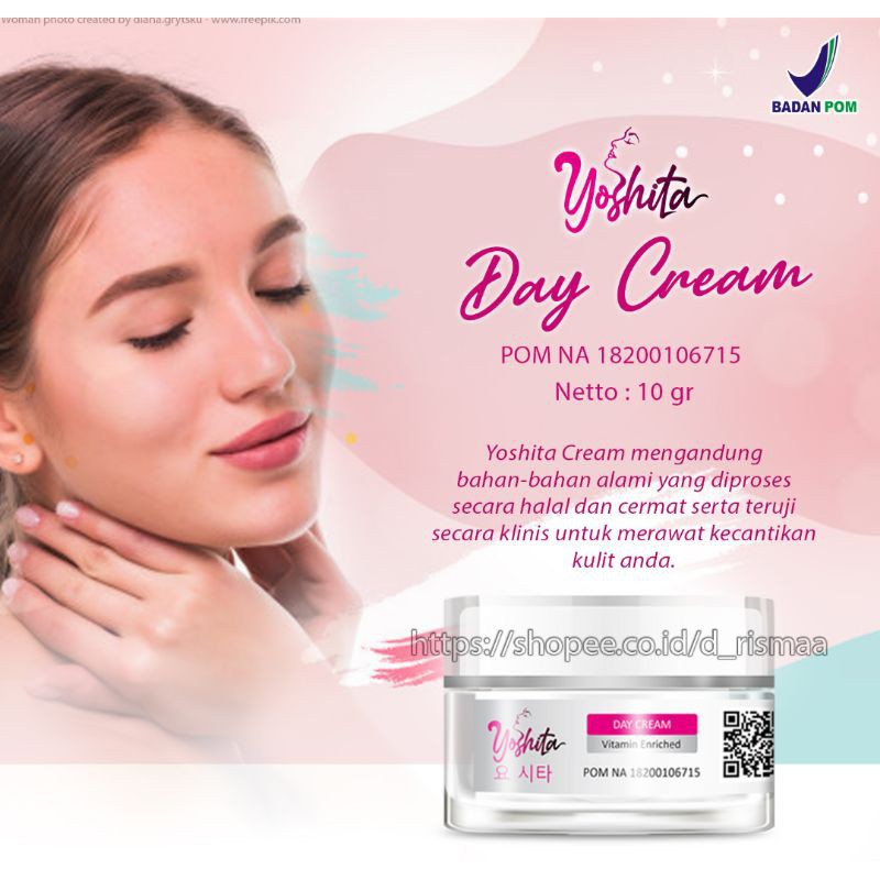 Day Cream YOSHITA / Krim Pagi Pemutih Pencerah Wajah / Krim Pagi Aman BPOM / Day Cream Plus Collagen