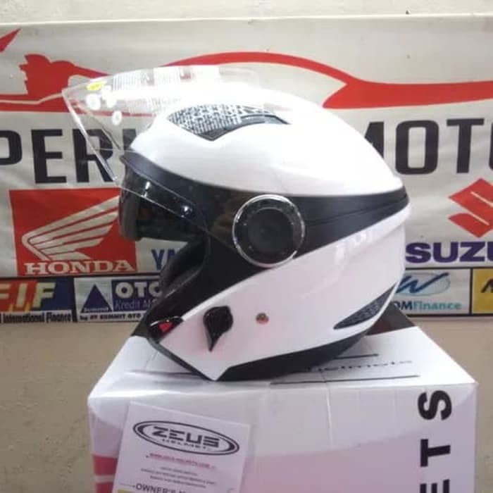 Helm halface zeus 610 glossy white (putih)