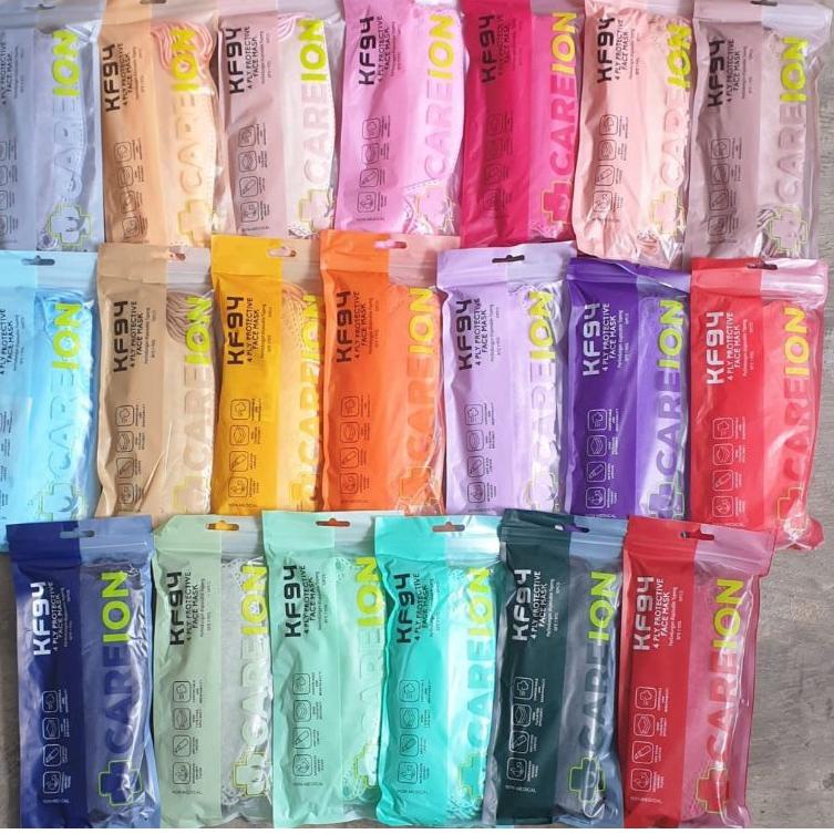 PRODUK TERBARU⚡ Masker KF94 CAREION 4 PLY gold mint nude pink magenta navy shrimp dongker hitam puti