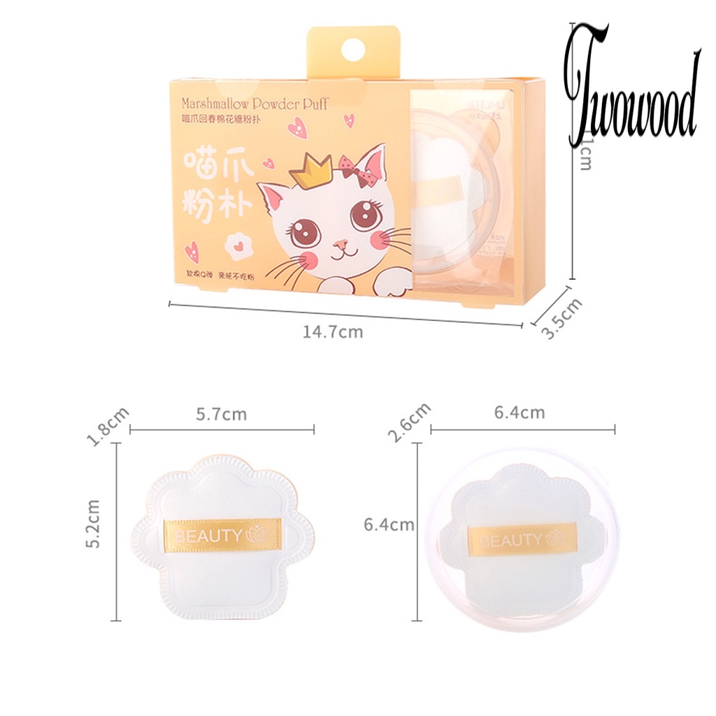 Twowood Spons Puff Air Cushion Bentuk Telapak Kaki Kucing Elastisitas Tinggi Multifungsi