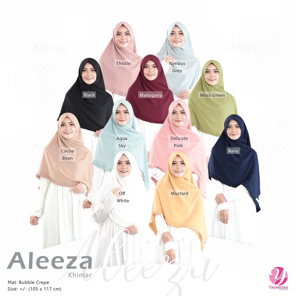 Khimar ALEEZA Segiempat Instan 2 Layer Terbaru Yasmeera