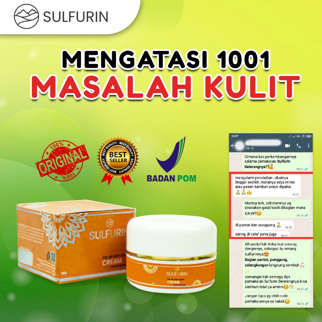 Sulfurin obat gatal kulit eksim scabies panu selangkangan sulfur belerang original bpom