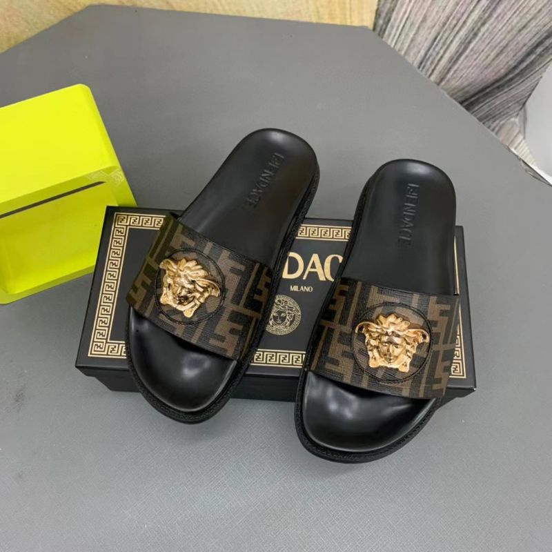 sandal pria Fendace sendal cowok selop slippers P1SHOES new branded top