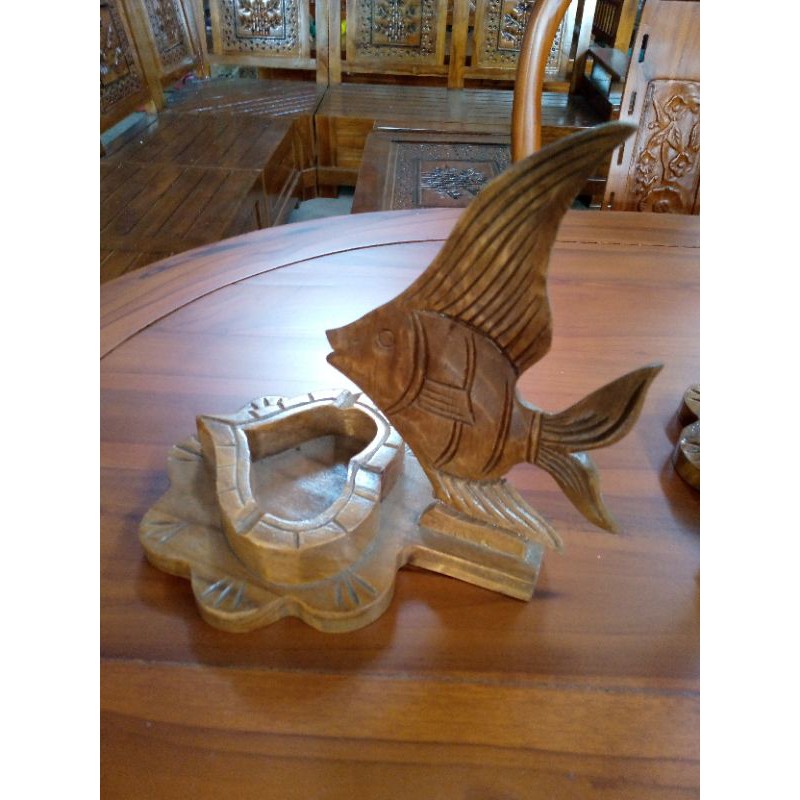 asbak kayu jati ikan