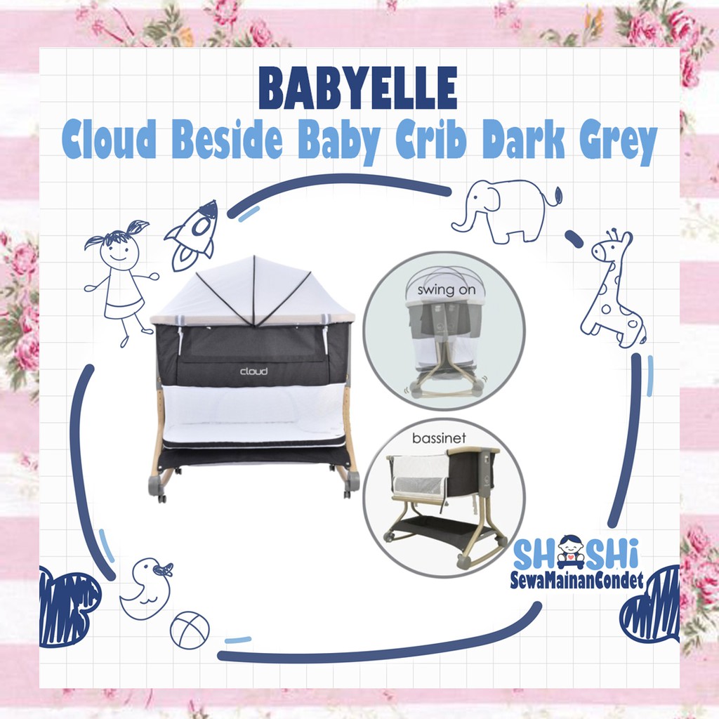 Sewa Babyelle Cloud Beside Baby Crib Dark Grey