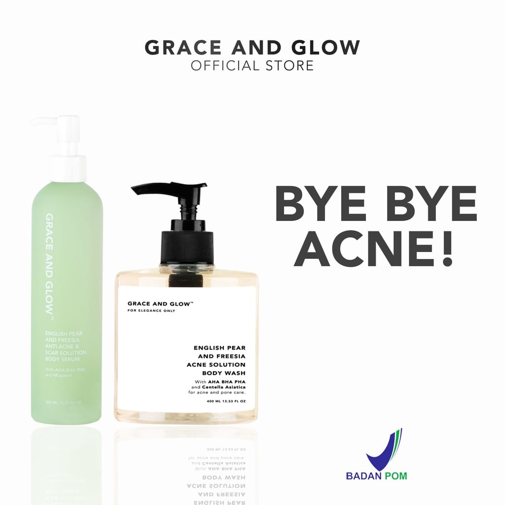 Grace and Glow English Pear and Freesia Anti Acne Solution Body Wash + Body Serum