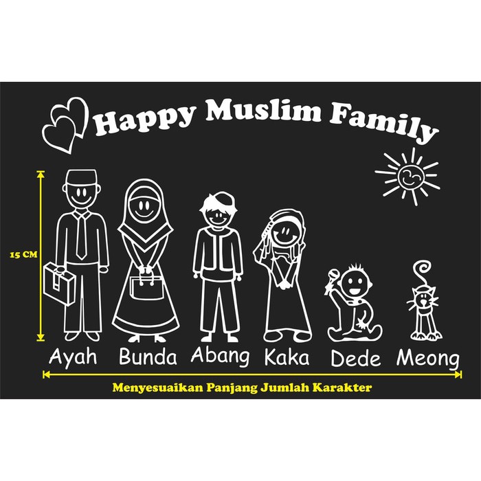 Sticker Stiker Kaca Mobil Happy Family Keluarga Muslim Shopee