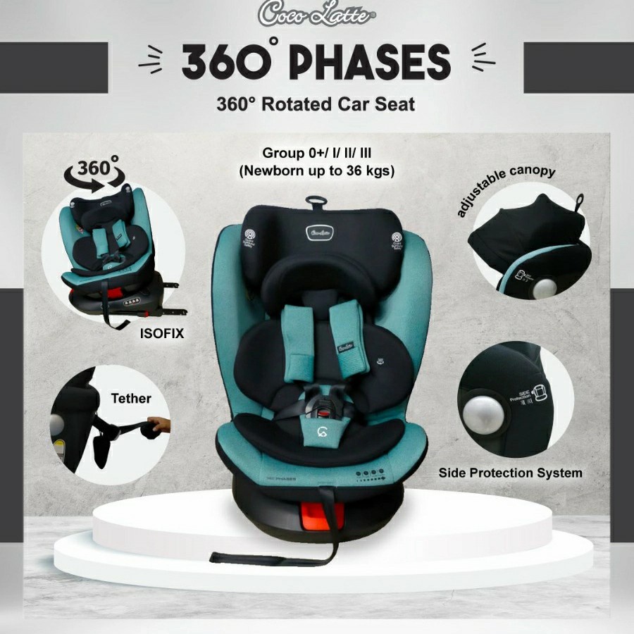 Carseat Cocolatte Phases 360° Derajat / Kursi Mobil Bayi