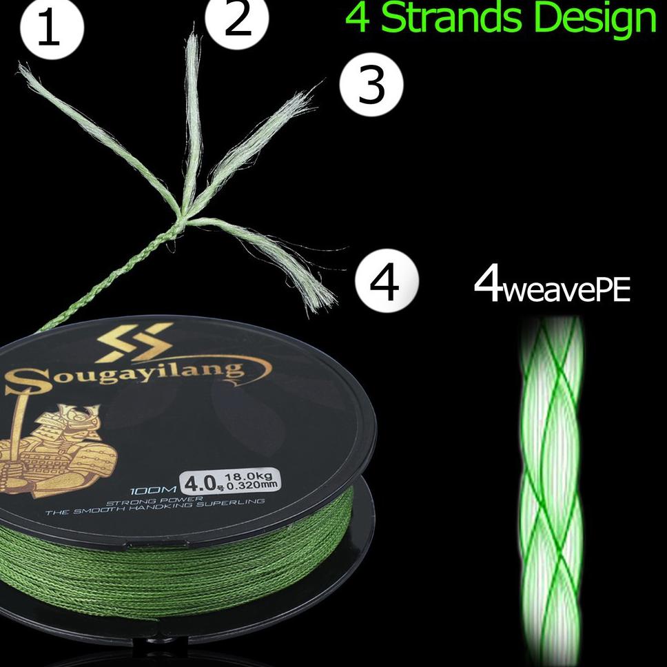 4 Colors 100M PE Fishing line  Senar Pancing 4 Braided Fishing Line Strengthkg-g Sangat kuat 100 Met