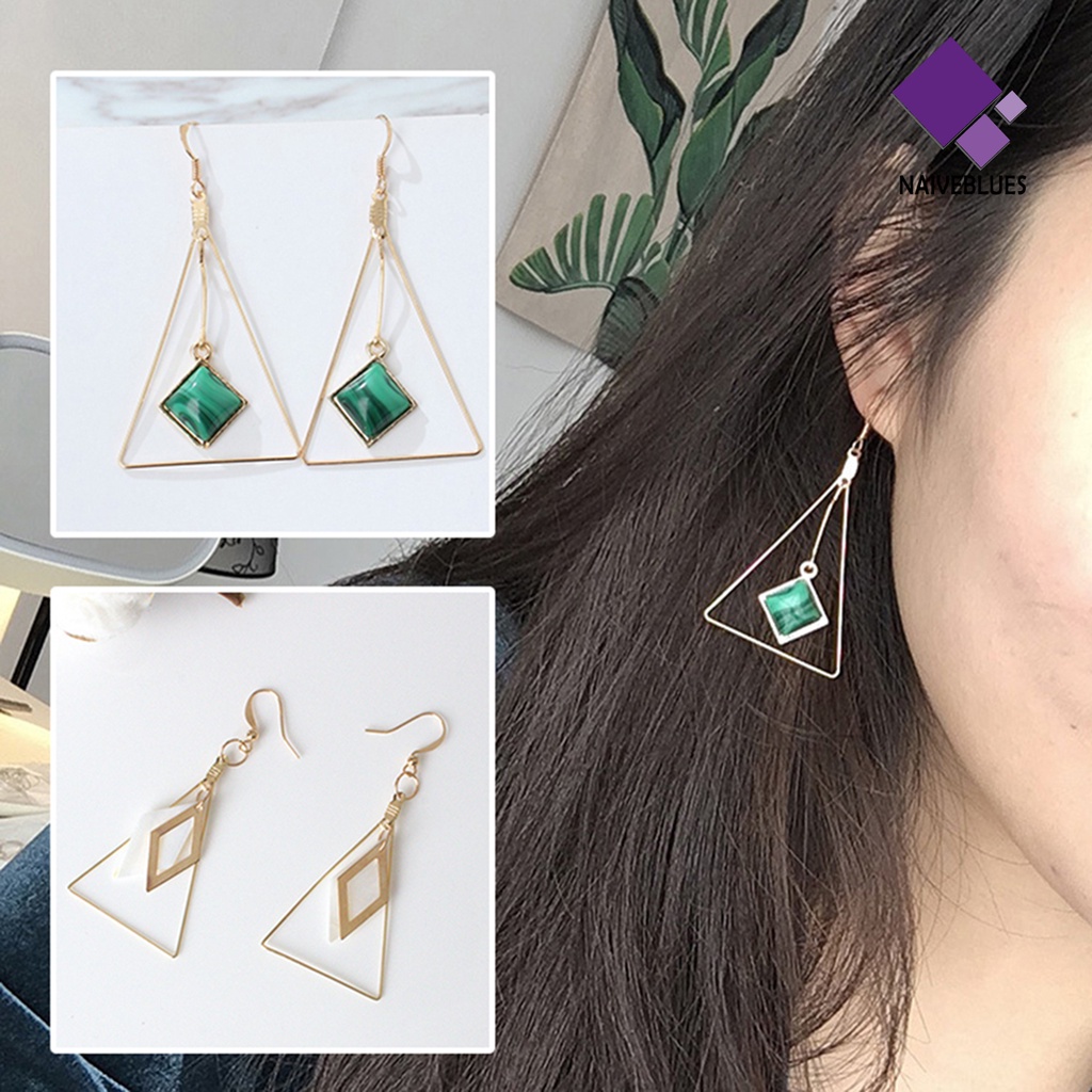 Naiveblue Anting Kait Gantung Wanita Desain Geometri Segitiga Kreatif Untuk Pesta Cocktail / Hadiah