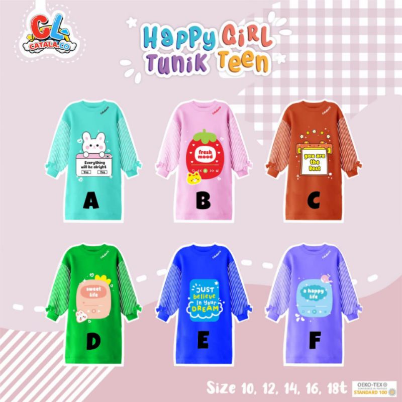TUNIK TEEN HAPPY GIRL | SIZE 10-18T | BY CATALA.CO