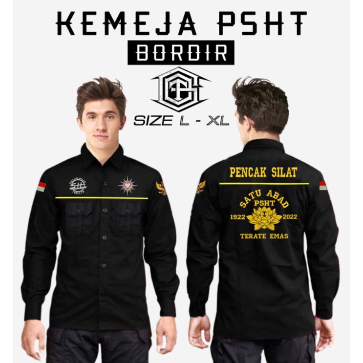 KEMEJA PSHT LENGAN PANJANG BORDIR TERATE EMAS