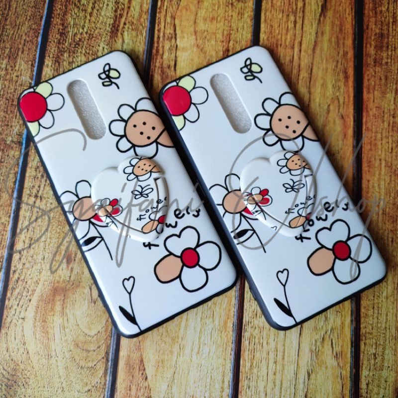 Case Oppo F11 / CPH1913 / CPH1911 Softcase Karakter Motif Bunga + iRing Stand include