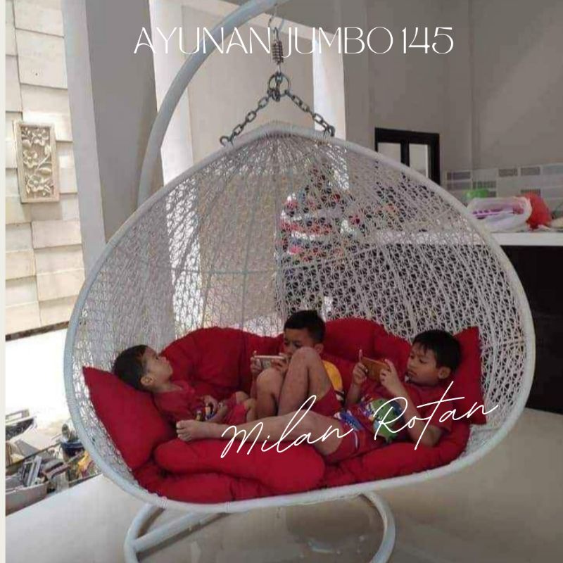 Ayunan gantung rotan sintetis jumbo