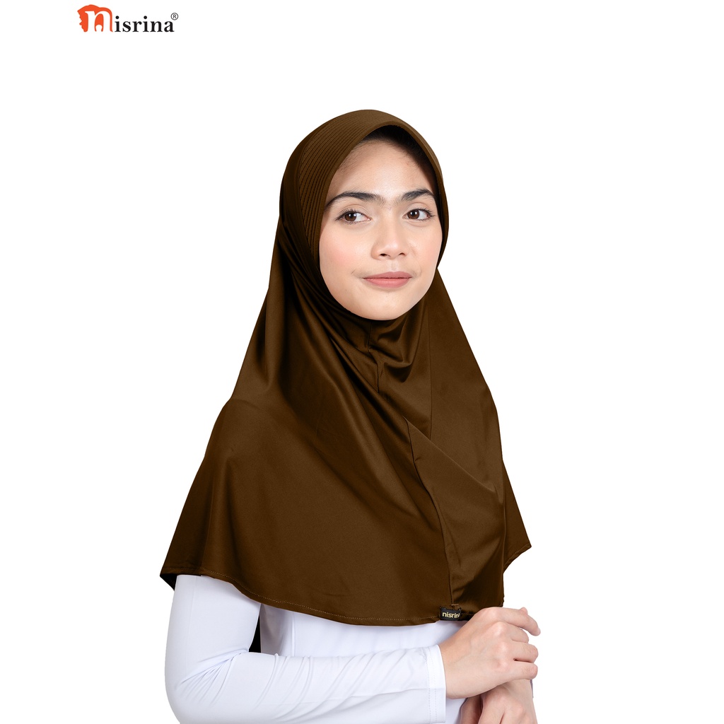 Nisrina Fashion Muslim Jilbab Instan Polos Citra Narurita-Coklat Tua