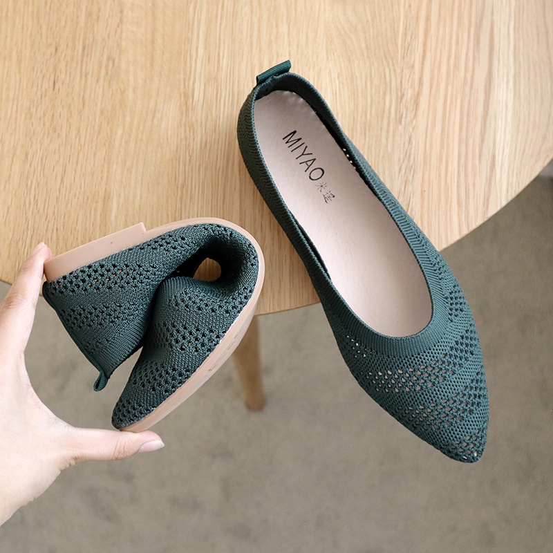 flat shoes sepatu rajut knit premium import 105 C lancip