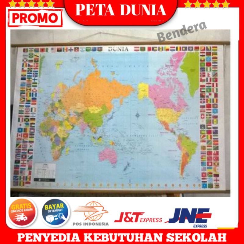 Peta dunia ( Terlaris ) Peta dunia edisi Gantung / Peta dunia ukuran sedang, besar & kecil /