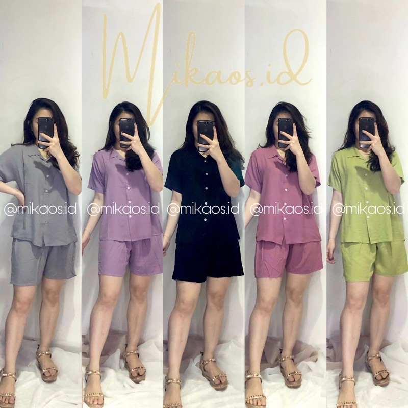 (COD) MIKAOS Piyama Rayon Premium | piyama wanita | piyama celana pendek | piyama | piyama abstrak / baju tidur rayon set pendek